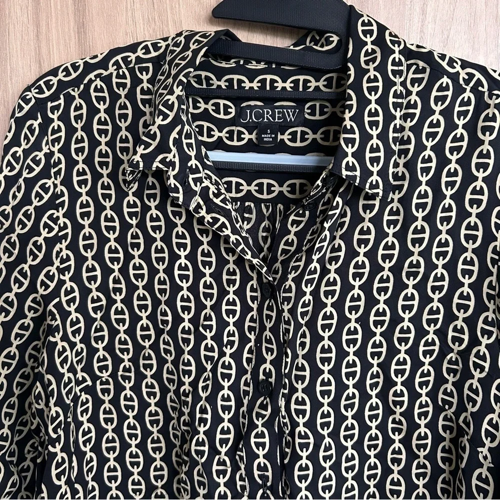 J.Crew Amelia popover shirtdress in chain print Dress Small Long Sleeve like new